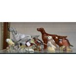 A group of Beswick statues including Irish and English setters, eight birds and owl (11)