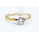 A diamond solitaire, the claw set round cut diamond approx 0.50ct, 18ct gold mount, size P, total