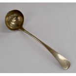 A circa 1790 continental possibly Maltese, Austrian or German white metal soup ladle, marked with