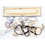 An assortment of costume jewellery to include faux pearls, bangles, earrings etc (Q)