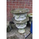 **REOFFER IN A&C NOV £60-£80** A pair of 20th century cast stone carved octagonal urns. (2)