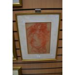 Signed 19th Century red pastel of a lady
