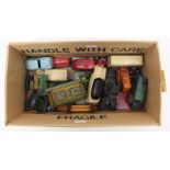 An assortment of diecast vehicles together with Eebee Tower Bridge, lead animals etc. (one box)