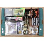 Star Wars: A boxed Jabba the Hutt and Han Solo, Speeder Bike, assorted toys and CD's. (one box)