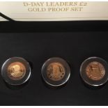 D-Day Leaders Gold Proof £2 Coin Set, In Original Case with Certificate, Isle of Man, Limited