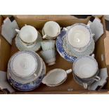 An early 20th Century Royal Crown Derby part tea set collection, Blue Avesbury and Rosemary Caladon