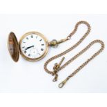 **REOFFER IN A&C NOV £60-£80** Gold coloured metal pocket watch and gold coloured Albert chain