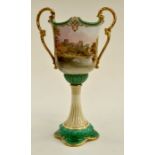 **REOFFER IN A&C NOV £60-£80** Royal Doulton trophy shaped vase on stemmed base, with hand painted