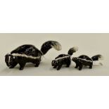 Beswick Skunk figures; number 1308, 1309, 1310 (3)