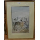 G Rockhill, 19th Century, Egyptian scenes, a pair, watercolours, 12 x 22 cms approx, signed lower