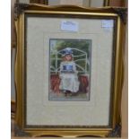 Attributed to Katharine (Kit) Gunton, two portraits of young girls, watercolours, 13 x 8.5 cms