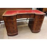 **REOFFER IN A&C NOV £120-£160** Late Victorian Mahogany pedestal desk on castors.