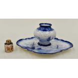 Royal Crown Derby Imari miniature canister with lid and Royal Crown Derby ink stand with blue and