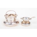 Mappin & Webb Sheffield plated ashtray along with 800 silver strainer