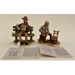 Two Capodimonte 1970's figures of The Tramp on a Bench and The Chair Repairer, both in good