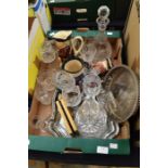**AWAY** Collection of glassware Toby jugs and plated trays