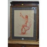 A framed drawing by Jepson 79, 24" x 31" approx, along with a pair of framed pictures, J. Sorolla
