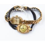 A ladies early 20th Century 9ct gold bracelet watches collection including Bucheron and unnamed