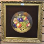 Clermont Fine China, hand painted still life porcelain plaque by JF Smith, framed in gilt frame