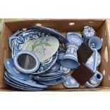 Collection of 20th Century blue and white Jasper Ware with other blue and white items