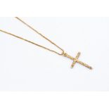 A 9ct gold cross and chain, chain length approx. 19", weight approx 3.4 grams