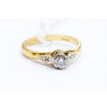 A diamond solitaire, round brilliant cut diamond, weight approx. 15ct, 18ct gold, size K, total