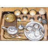Plated and metal ware to include tea set/tray additional teapot etc (1 box)