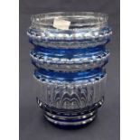 **REOFFER A&C NOV £180-£200** A large blue overlay cut glass vase