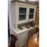 ***REOFFER IN NOV A&C £40/60*** Early 20th Century small glazed painted kitchen dresser with two