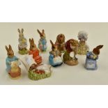 Group of ten Beswick and Royal Albert and Beatrix Potter statues including Thomasina Tittlemouse