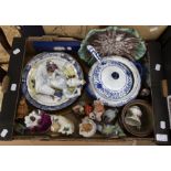 One box of mixed ceramics and a collection of eight Murano glass ware (two boxes)