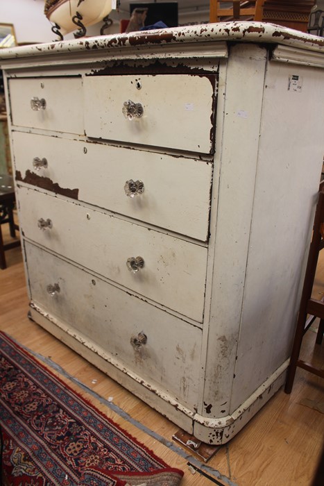 Painted chest of drawers, two over three, Victorian A.F