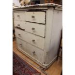 Painted chest of drawers, two over three, Victorian A.F