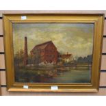 Mill scene, English, 19th Century, oil on canvas, framed.