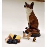 John Beswick fox, small terrier dog, mid 20th Century wall plaque and a Whimsey
