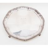 A large Birmingham silver salver, hallmark 1926/7, Elkington & Co, presentation inscription 'R.A.C