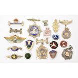 A collection of mixed enamel badges to include a silver brooch pinned and coloured enamel 1939 Three