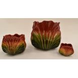 Derbyshire interest; Set of three Ault jardiniere, planter and bowl in form of scallop shells, Dr
