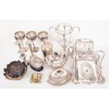 A quantity of silver plate including EPBM teapot, sardine dish, two butter dishes etc (Q)