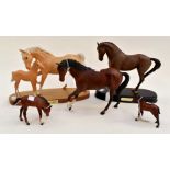 Beswick horse with two foals, Spirit of Affection and Dressage Stallion