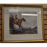 A watercolour titled "Full Cry" signed with initials, Edward Frank Gillett, r.l, 1874-1927, approx