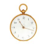 Bennett of Norwich, a George III 18ct gold fusee open-faced pocket watch, 4.5cm white enamel dial