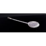 A 17th Century Commonwealth silver seal top spoon, the seal top with pricked initials I*B and the