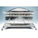 An Edward VIII large silver mounted rectangular jewellery casket, the domed cover with cabochon