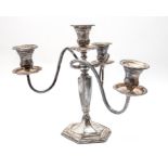 An early 20th Century American silver-plate candelabra, detachable sconces, stamped on the base: