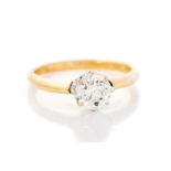 A diamond solitaire ring, the round brilliant cut diamond approx 1ct, assessed colour approx I/J,