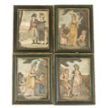 Set of four late-18th century hand-coloured mezzotints depicting the seasons (Spring, Summer,