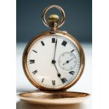 Rotherhamb, London, a 9ct gold full hunter pocket watch, topwind, 4.5cm dial with Roman numerals and