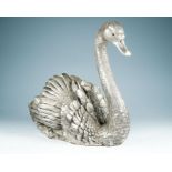 A large silver model, realistically cast as a swan with black eyes, stamped CA and 1991 copyright