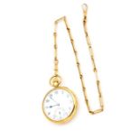 A 9ct gold open-faced top wind pocket watch, 4.5cm white enamel dial with Roman numerals and